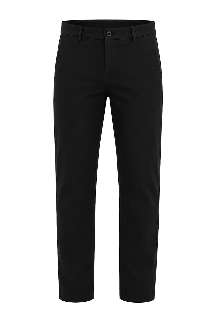 BASICS TAPERED FIT TAP SHOE BLACK COTTON STRETCH STRUCTURE TROUSER