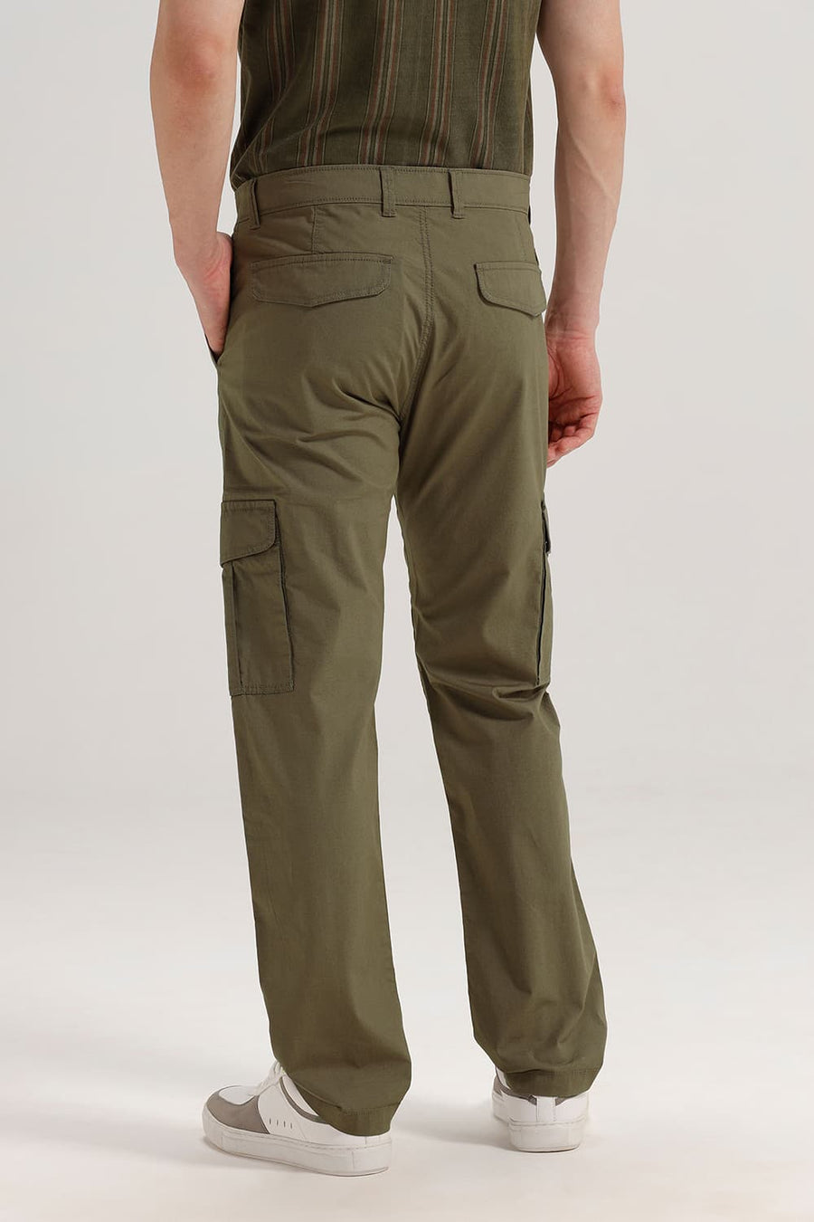 BASICS DRIFT FIT SMOKEY OLIVE COTTON STRETCH RIBSTOP DOBBY TROUSER