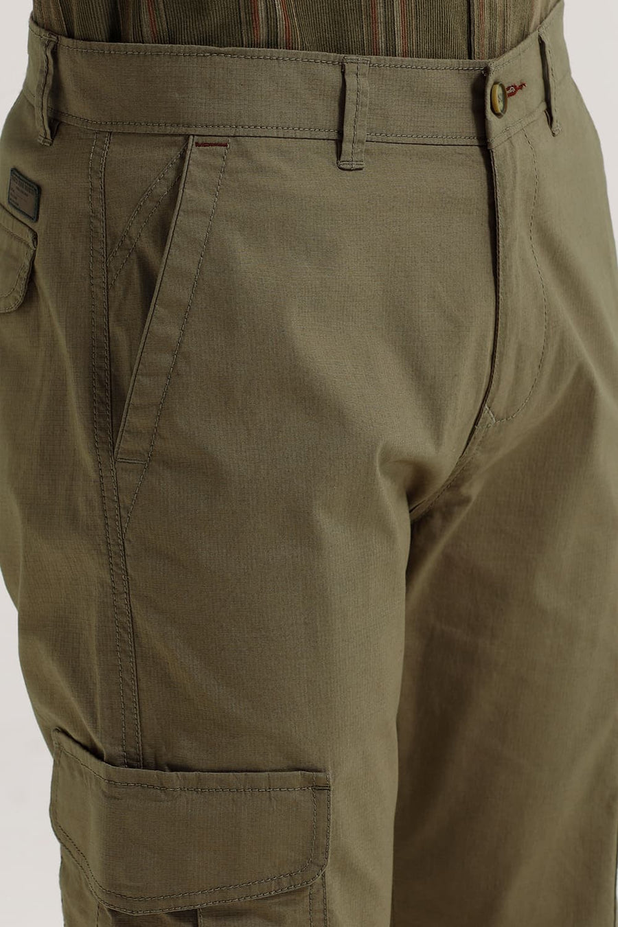 BASICS DRIFT FIT SMOKEY OLIVE COTTON STRETCH RIBSTOP DOBBY TROUSER