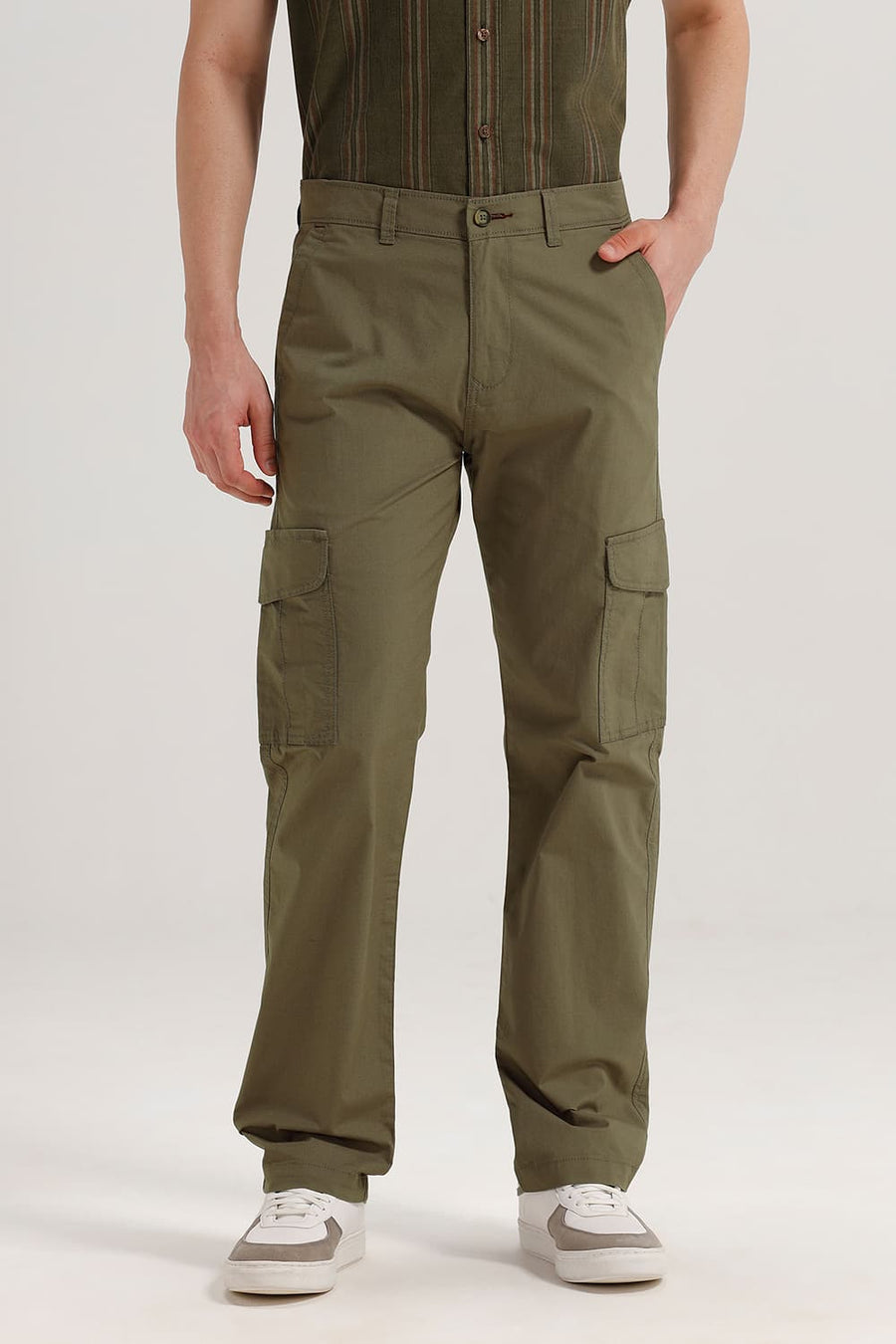 BASICS DRIFT FIT SMOKEY OLIVE COTTON STRETCH RIBSTOP DOBBY TROUSER