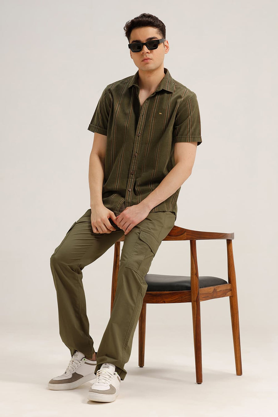 BASICS DRIFT FIT SMOKEY OLIVE COTTON STRETCH RIBSTOP DOBBY TROUSER
