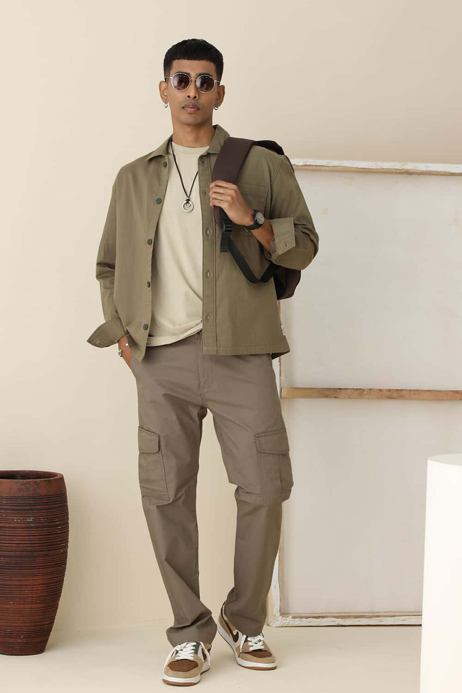 BASICS DRIFT FIT SMOKEY OLIVE COTTON STRETCH RIBSTOP DOBBY TROUSER