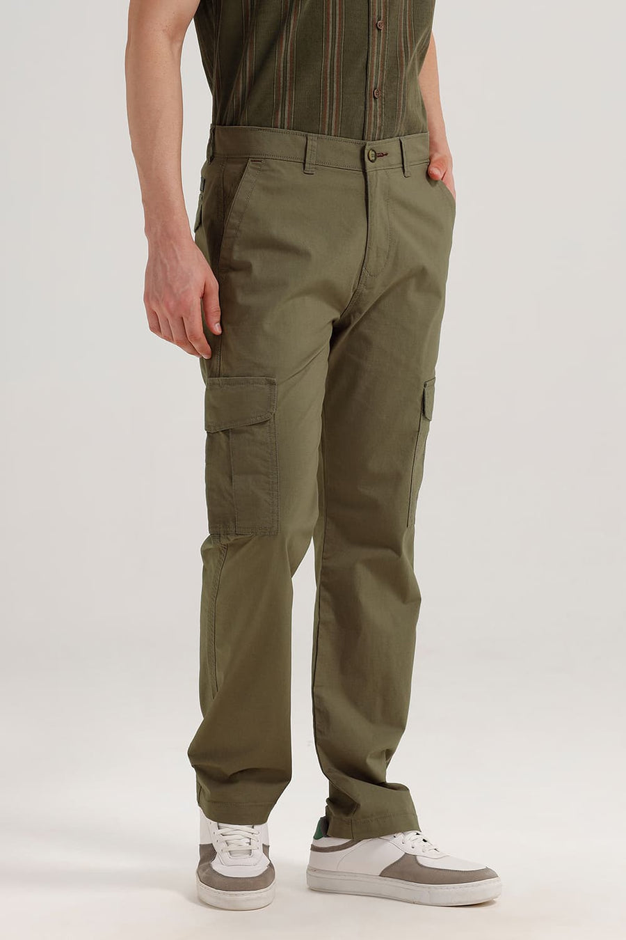 BASICS DRIFT FIT SMOKEY OLIVE COTTON STRETCH RIBSTOP DOBBY TROUSER