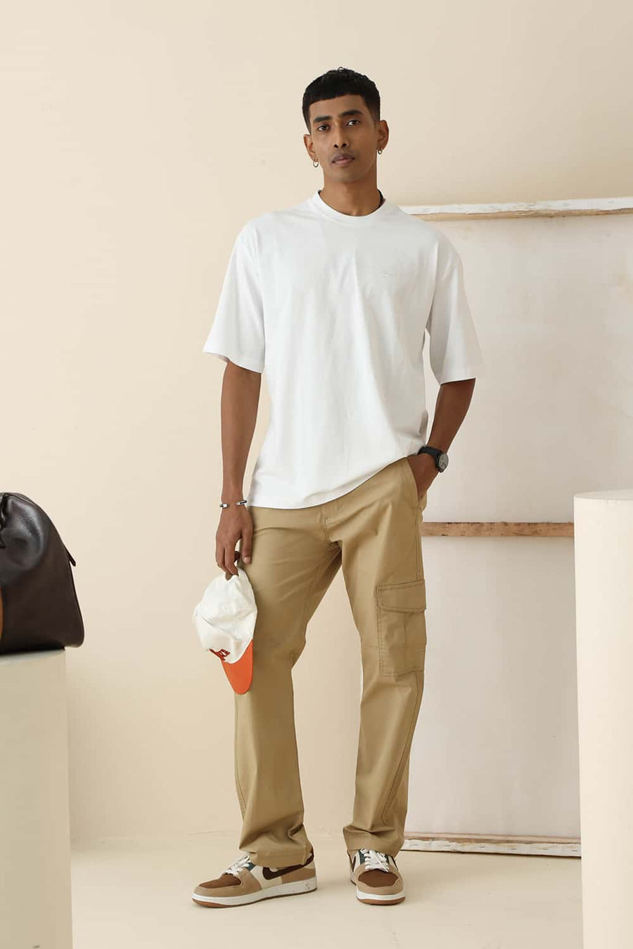 BASICS DRIFT FIT INCENSE KHAKI COTTON STRETCH RIBSTOP DOBBY TROUSER