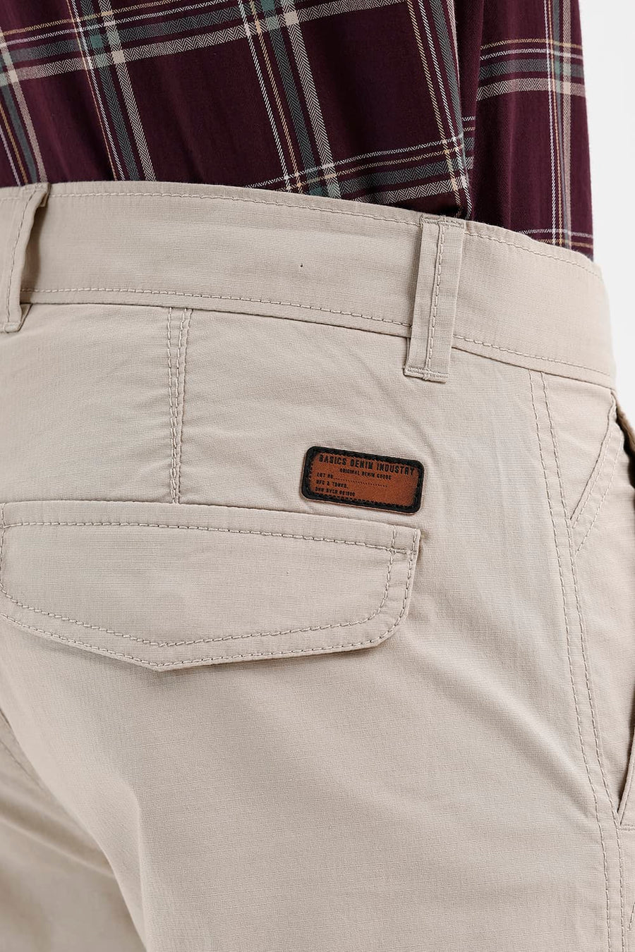 BASICS DRIFT FIT DOESKIN BEIGE COTTON STRETCH RIBSTOP DOBBY TROUSER