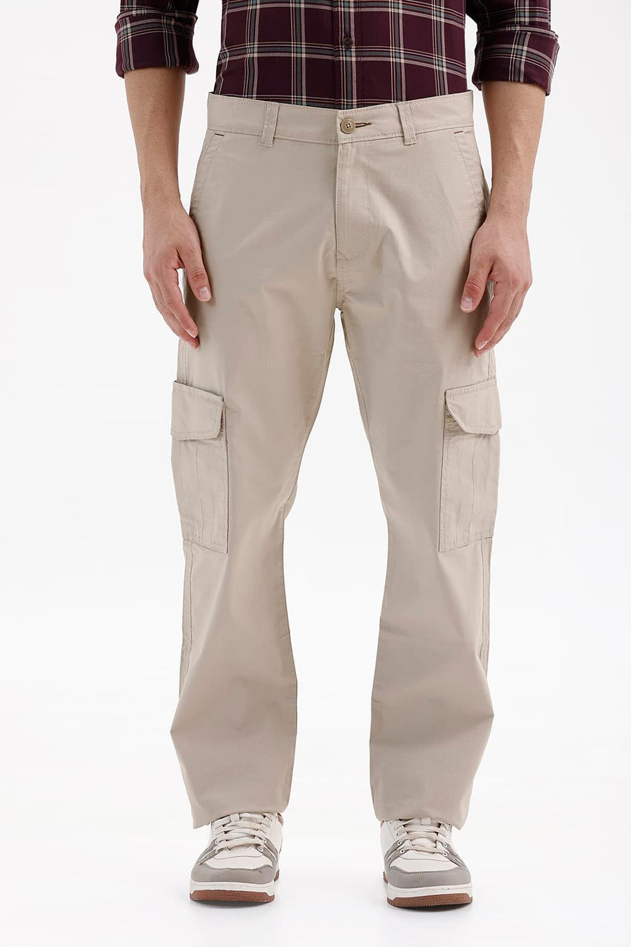 BASICS DRIFT FIT DOESKIN BEIGE COTTON STRETCH RIBSTOP DOBBY TROUSER