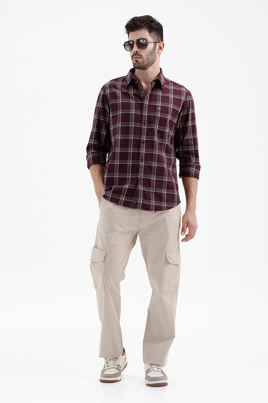 BASICS DRIFT FIT DOESKIN BEIGE COTTON STRETCH RIBSTOP DOBBY TROUSER