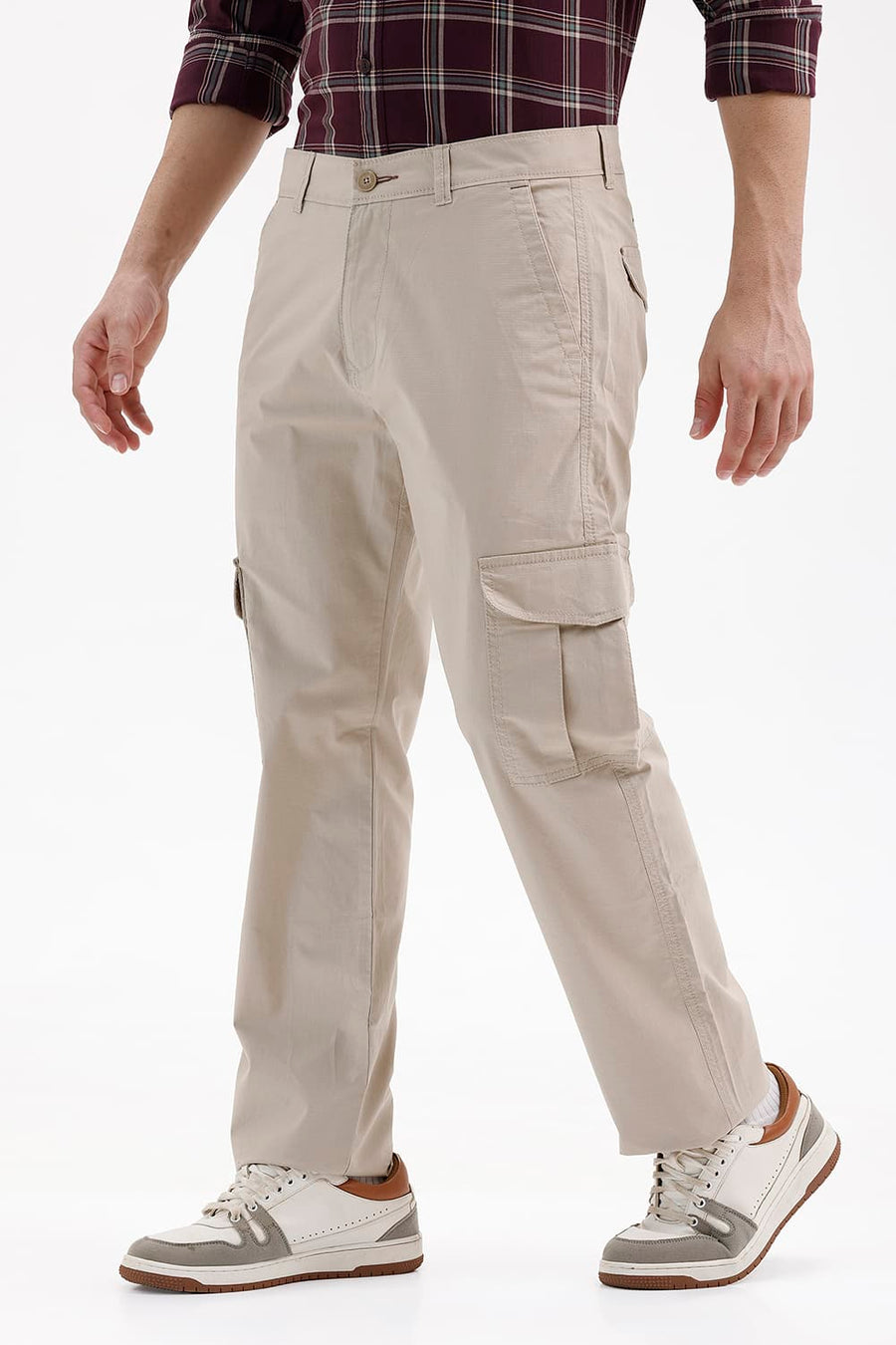 BASICS DRIFT FIT DOESKIN BEIGE COTTON STRETCH RIBSTOP DOBBY TROUSER