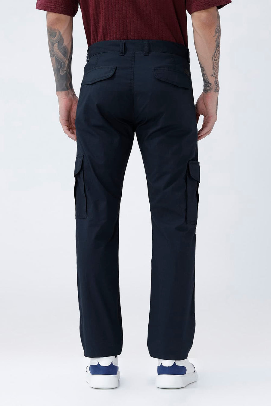 BASICS DRIFT FIT SEA STORM NAVY COTTON STRETCH RIBSTOP DOBBY TROUSER
