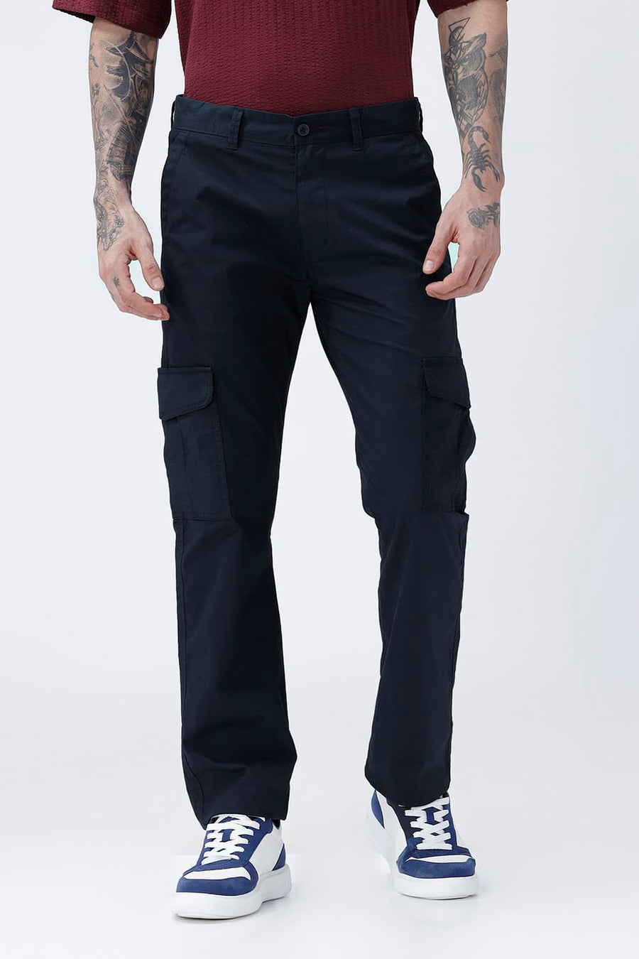 BASICS DRIFT FIT SEA STORM NAVY COTTON STRETCH RIBSTOP DOBBY TROUSER