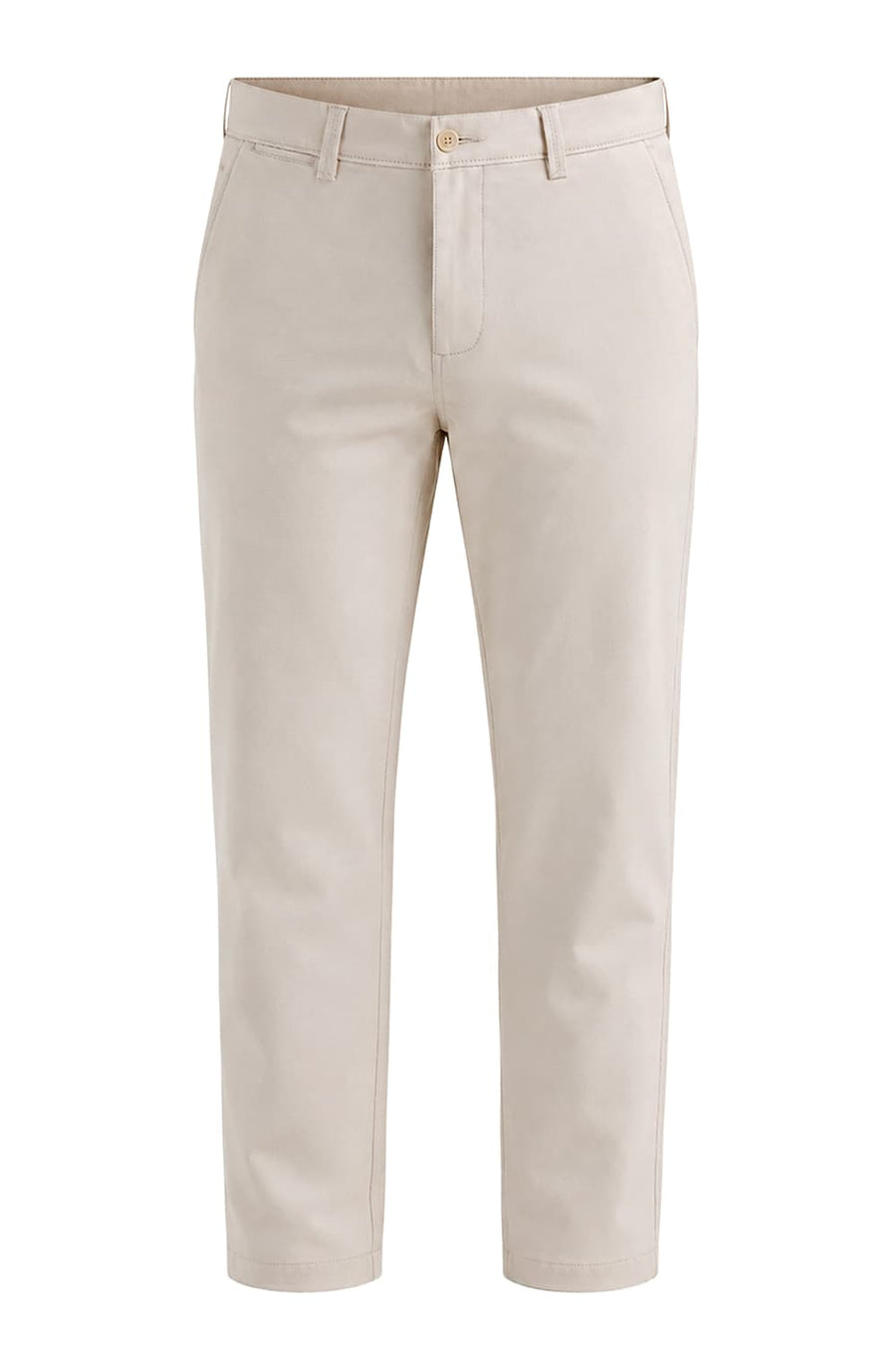 BASICS TAPERED FIT BIRCH BEIGE COTTON STRETCH STRUCTURE TROUSER