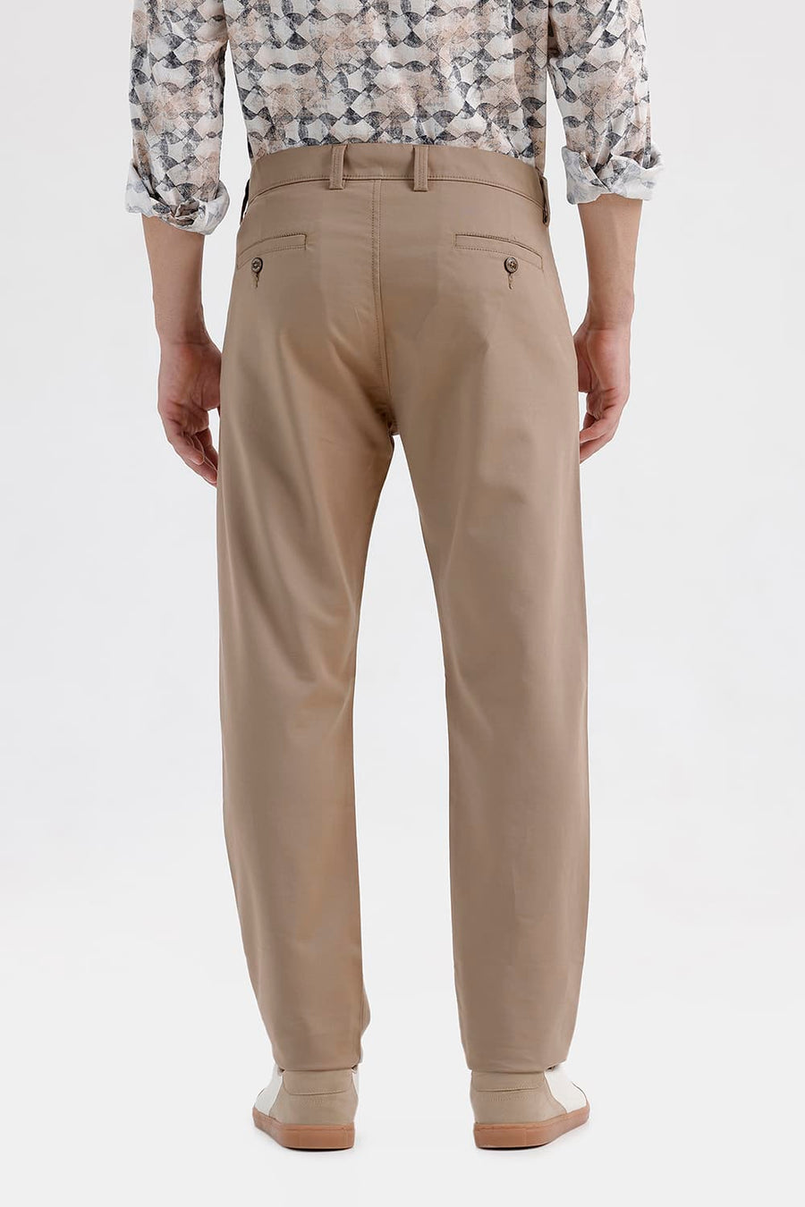 BASICS TAPERED FIT OAK KHAKI COTTON STRETCH STRUCTURE TROUSER