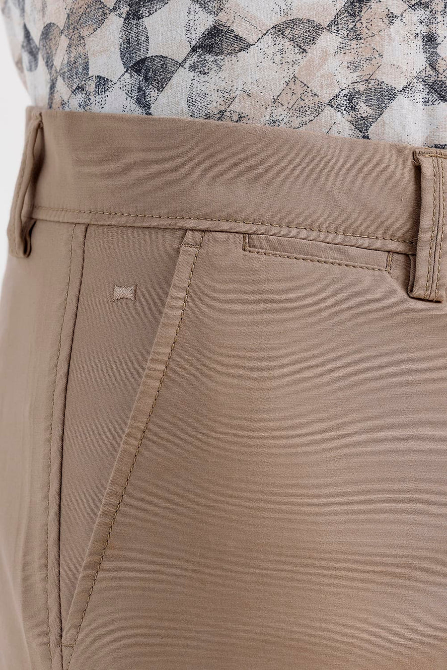 BASICS TAPERED FIT OAK KHAKI COTTON STRETCH STRUCTURE TROUSER