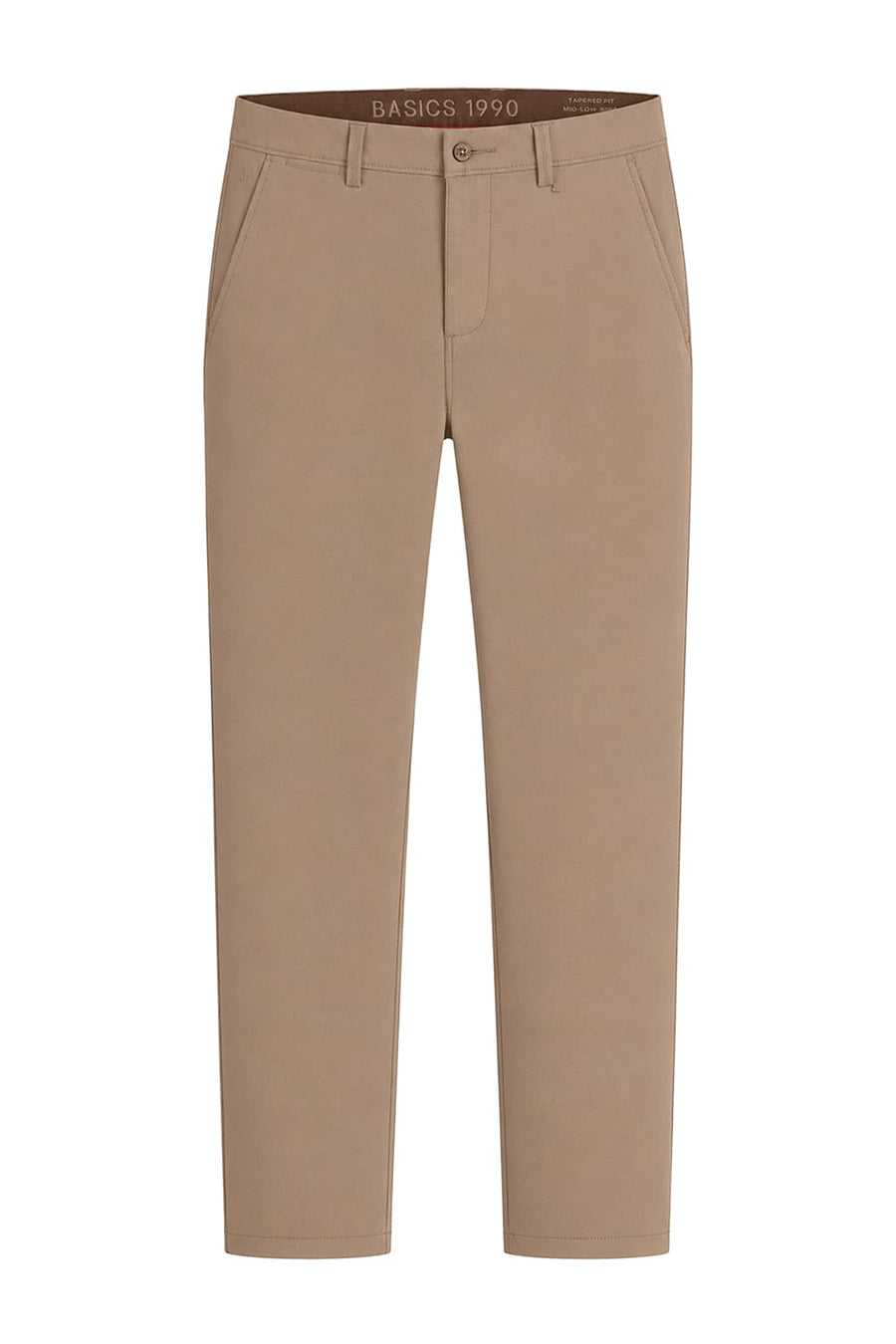 BASICS TAPERED FIT OAK KHAKI COTTON STRETCH STRUCTURE TROUSER