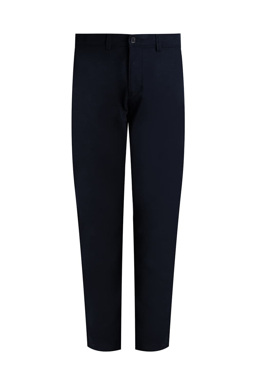 BASICS TAPERED FIT AFTER MIDNIGHT NAVY COTTON STRETCH STRUCTURE TROUSER