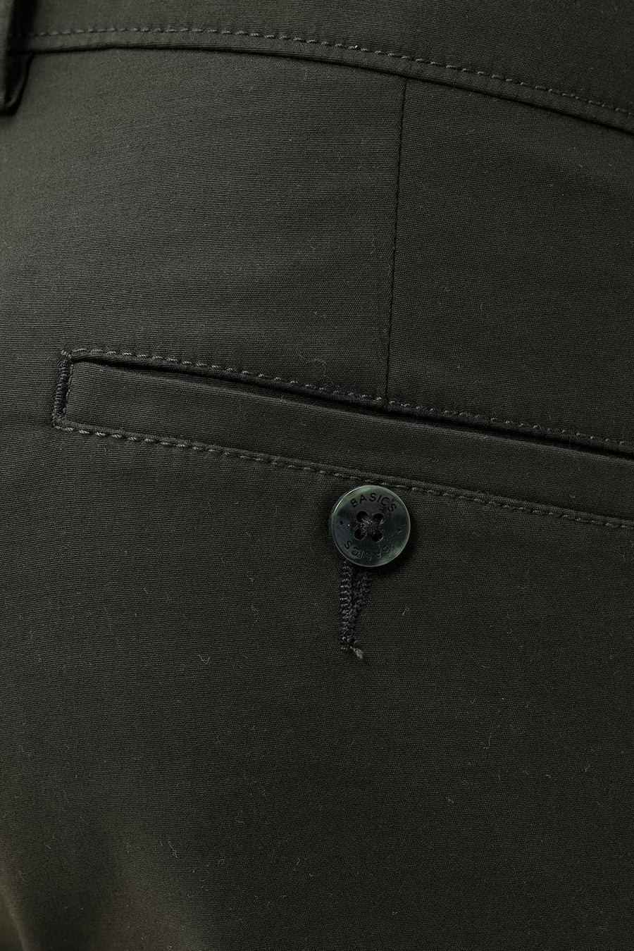 BASICS TAPERED FIT BLACK INK GREEN COTTON STRETCH STRUCTURE TROUSER