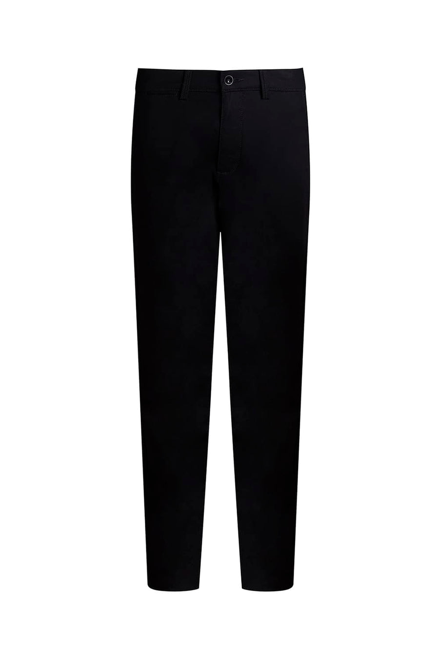 BASICS TAPERED FIT CAVIAR BLACK COTTON STRETCH STRUCTURE TROUSER