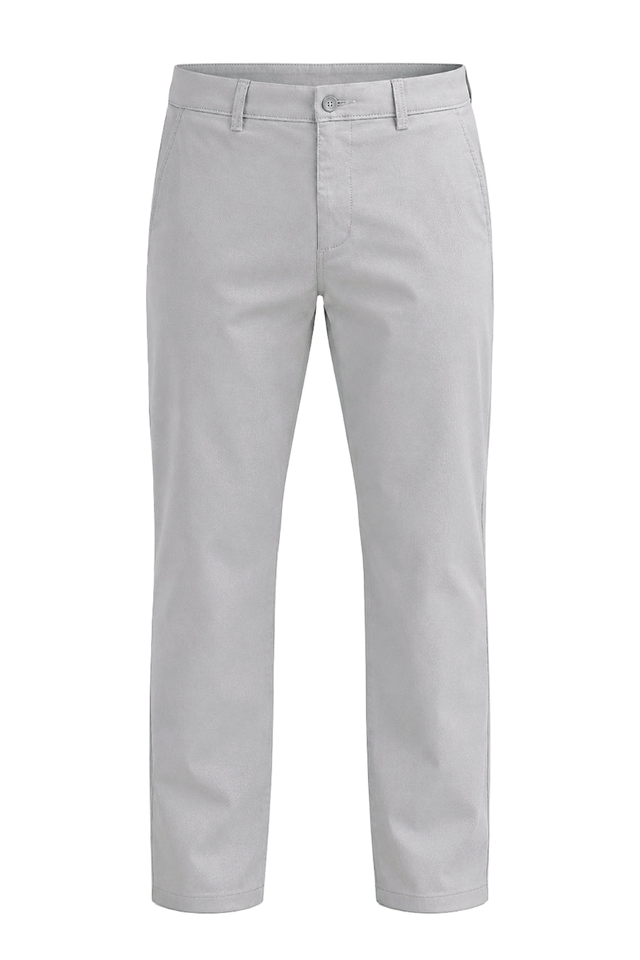 BASICS TAPERED FIT DRIZZLE GREY COTTON STRETCH STRUCTURE TROUSER