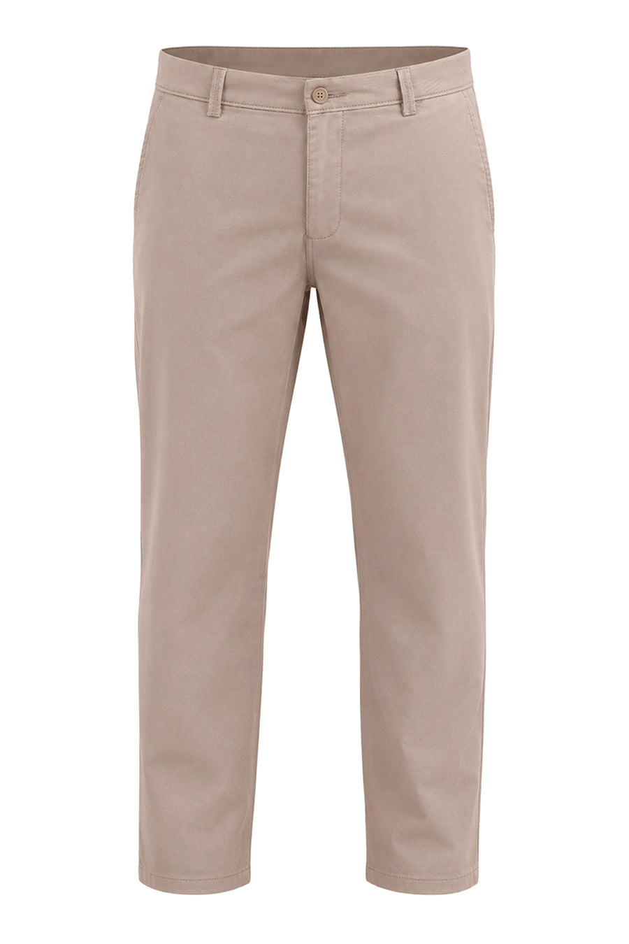 BASICS TAPERED FIT SIMPLY TAUPE BROWN COTTON STRETCH STRUCTURE TROUSER