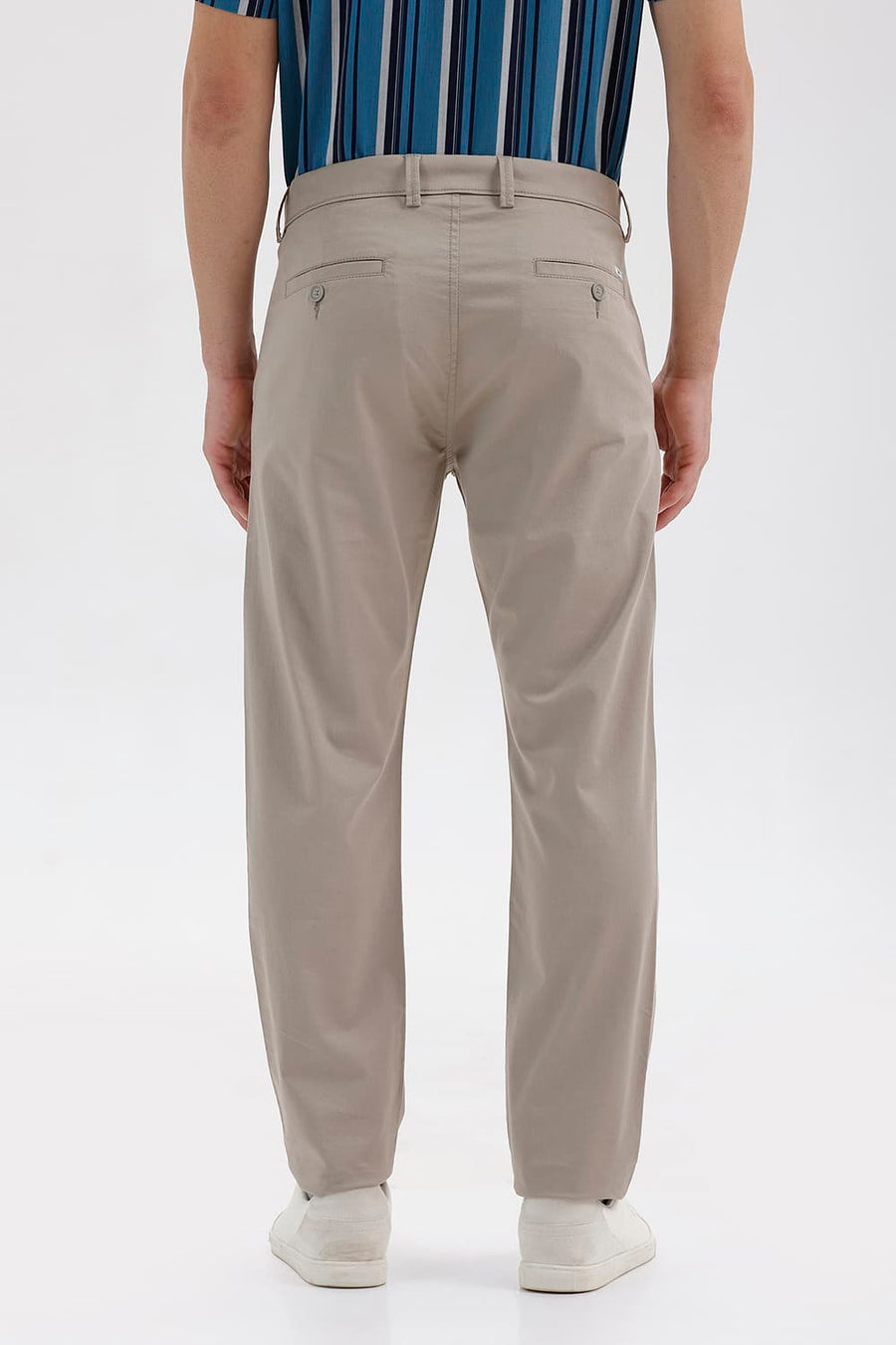 BASICS TAPERED FIT ALUMINIUM GREEN COTTON STRETCH STRUCTURE TROUSER