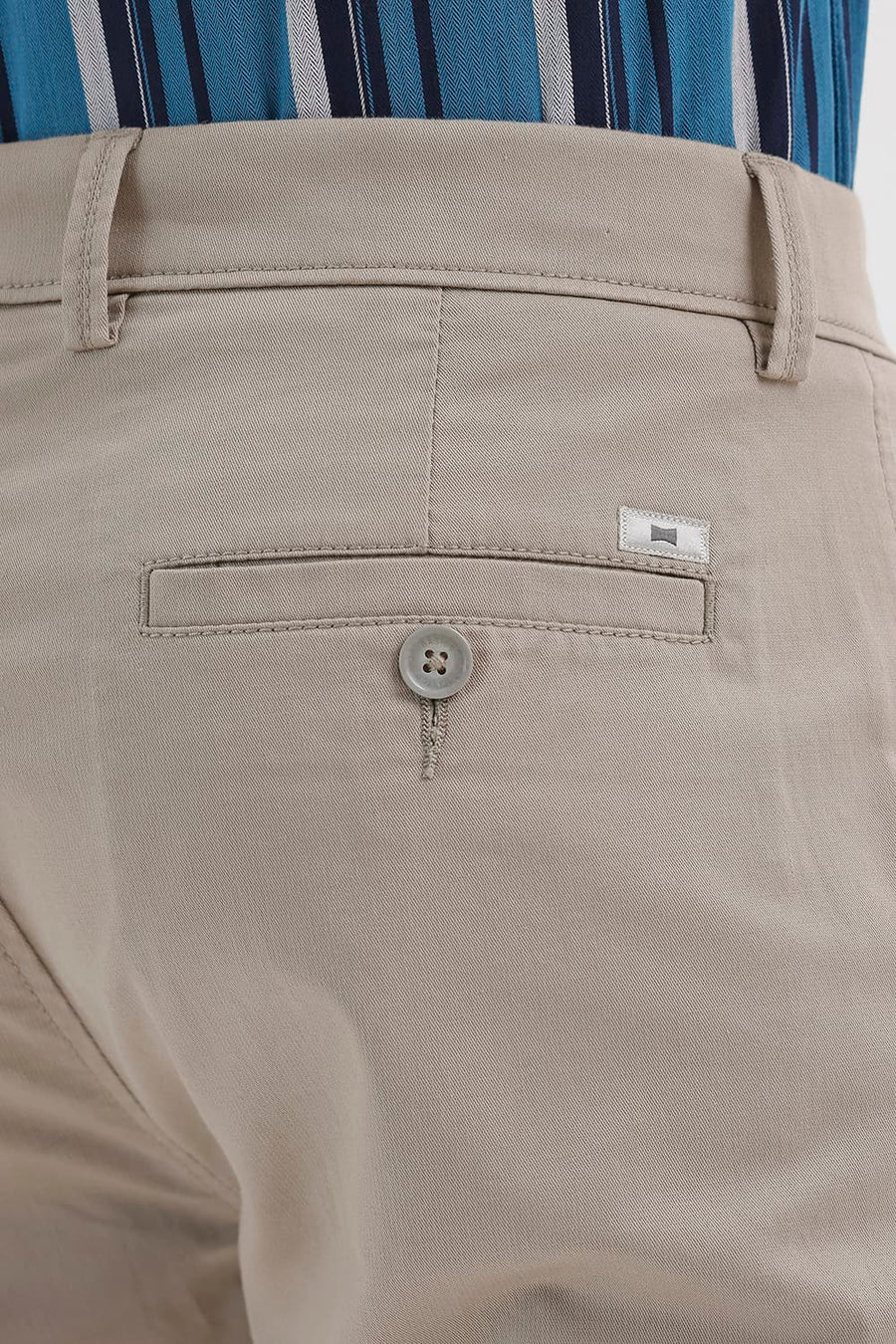 BASICS TAPERED FIT ALUMINIUM GREEN COTTON STRETCH STRUCTURE TROUSER