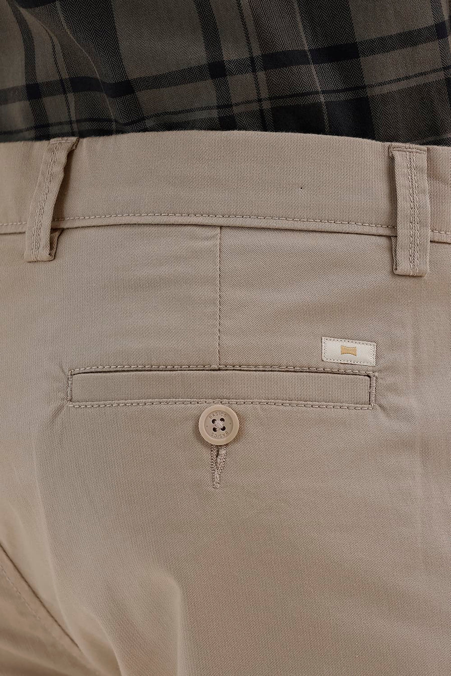 BASICS TAPERED FIT CROCKERY KHAKI COTTON STRETCH STRUCTURE TROUSER