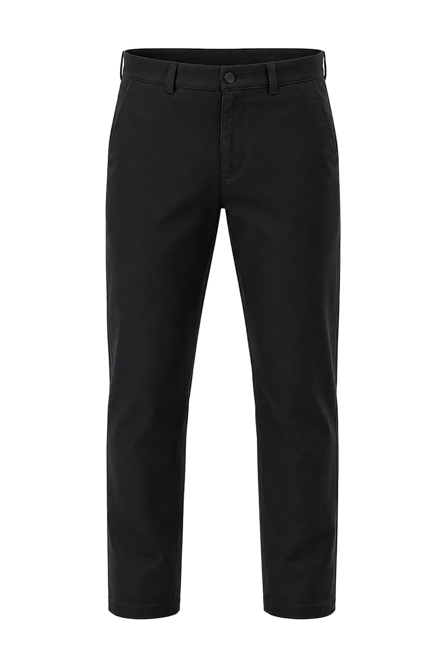 BASICS TAPERED FIT CAVIAR BLACK COTTON STRETCH STRUCTURE TROUSER