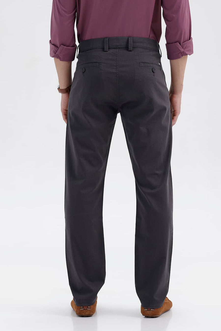 BASICS TAPERED FIT MAGNET GREY COTTON STRETCH STRUCTURE TROUSER