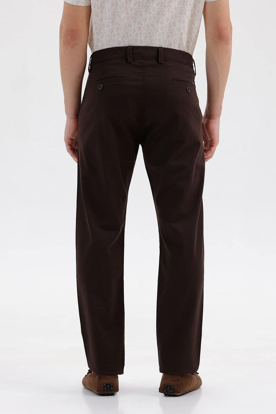 BASICS TAPERED FIT ESPRESSO BROWN COTTON STRETCH STRUCTURE TROUSER
