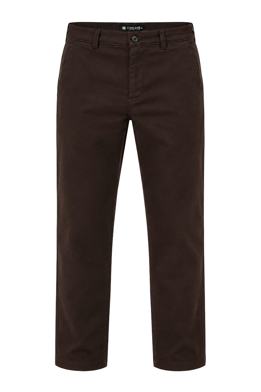BASICS TAPERED FIT ESPRESSO BROWN COTTON STRETCH STRUCTURE TROUSER
