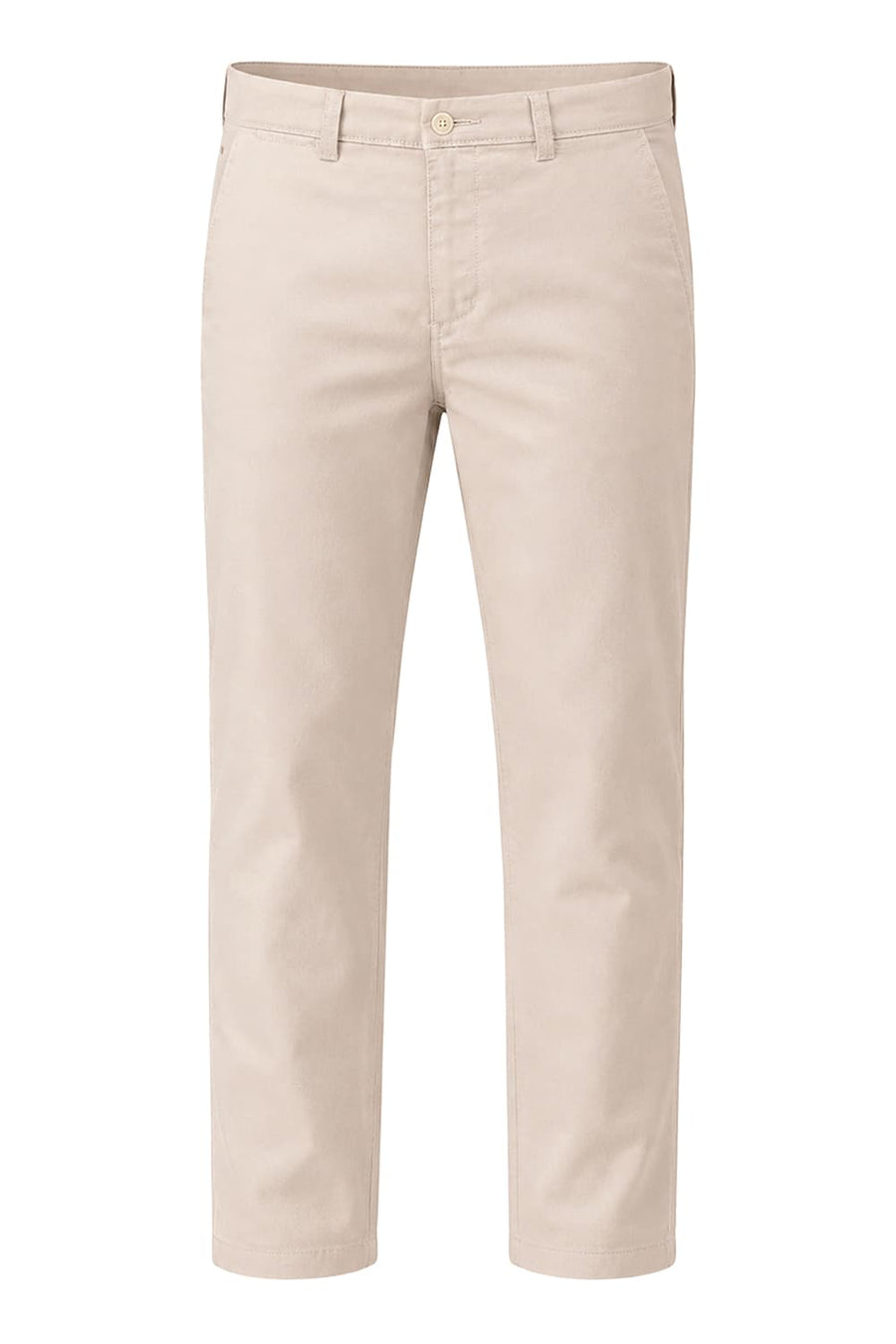 BASICS TAPERED FIT IRISH CREAM BEIGE COTTON STRETCH STRUCTURE TROUSER