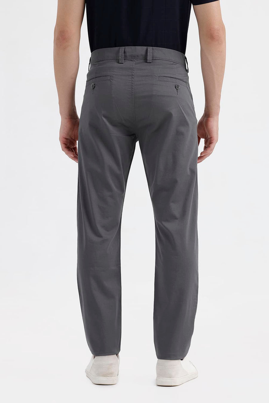 BASICS TAPERED FIT VOLCANIC ASH GREY COTTON STRETCH STRUCTURE TROUSER
