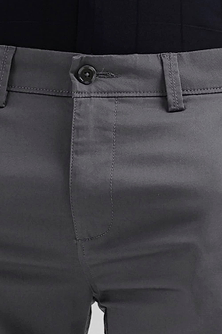 BASICS TAPERED FIT VOLCANIC ASH GREY COTTON STRETCH STRUCTURE TROUSER