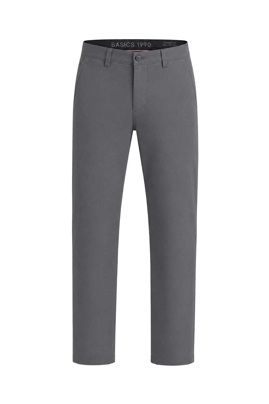 BASICS TAPERED FIT VOLCANIC ASH GREY COTTON STRETCH STRUCTURE TROUSER