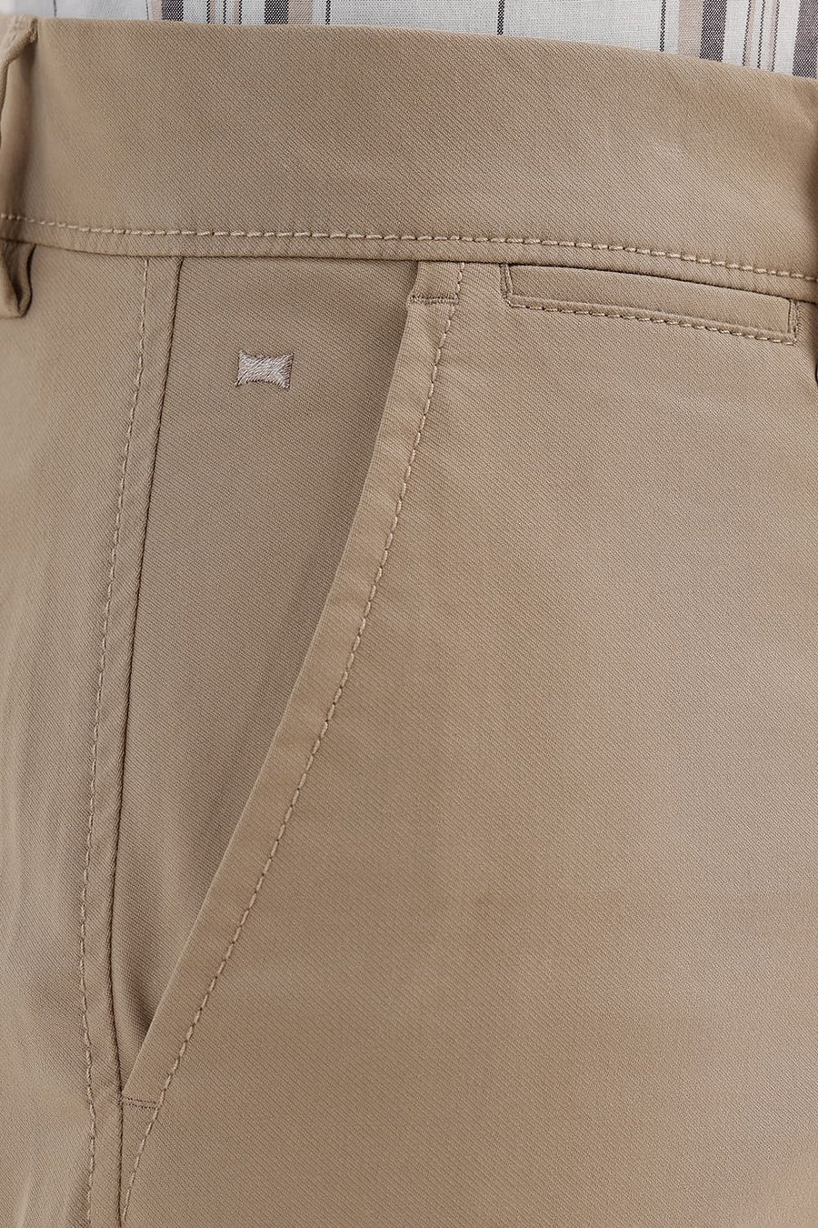 BASICS TAPERED FIT OAK KHAKI COTTON STRETCH STRUCTURE TROUSER