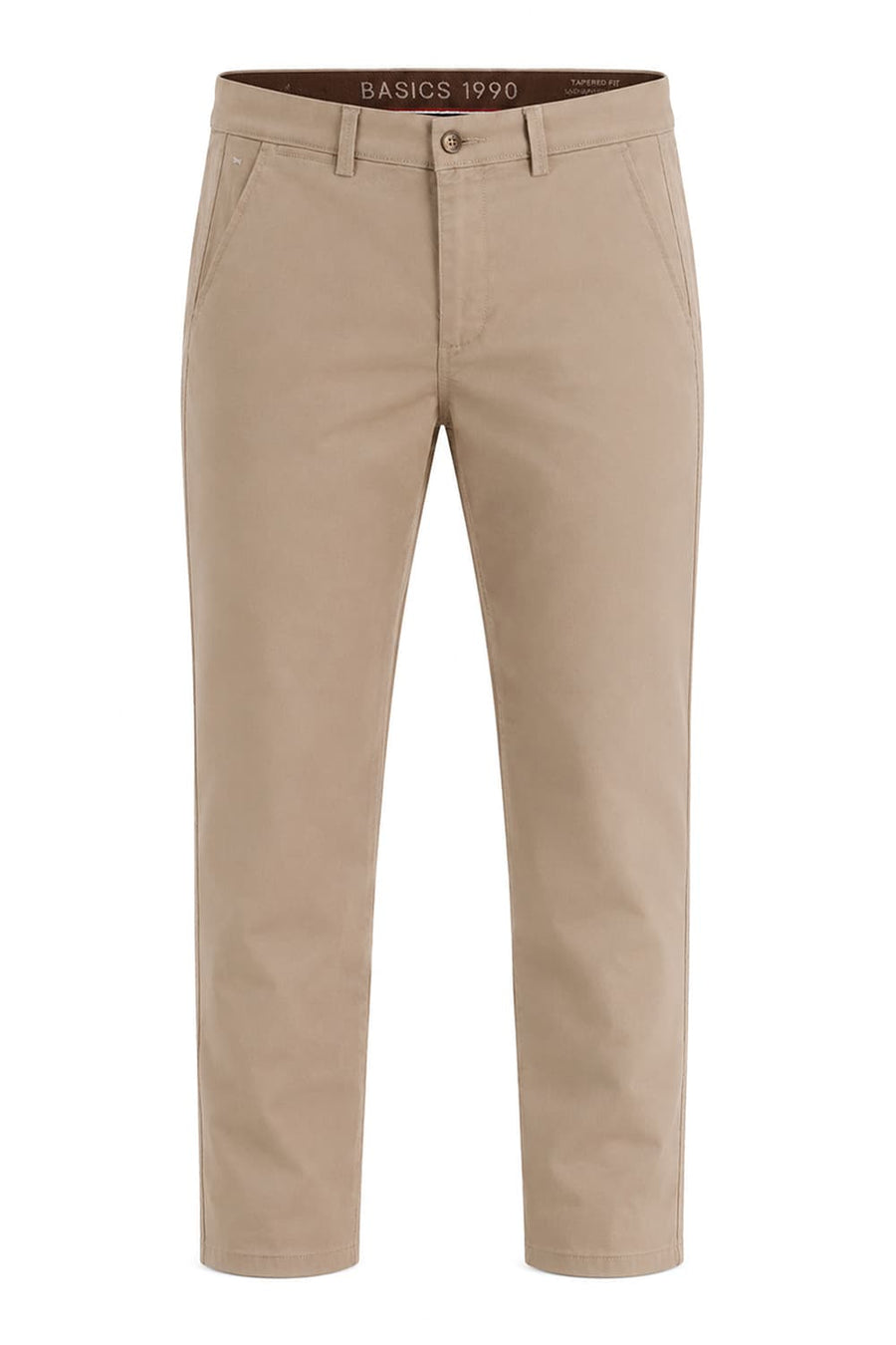 BASICS TAPERED FIT OAK KHAKI COTTON STRETCH STRUCTURE TROUSER