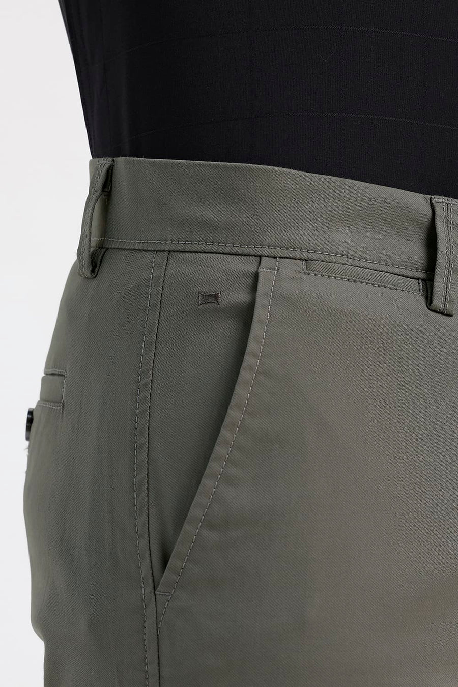 BASICS TAPERED FIT SMOKEY GREEN COTTON STRETCH STRUCTURE TROUSER