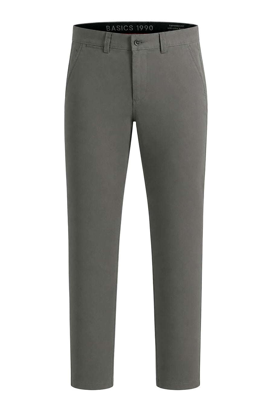 BASICS TAPERED FIT SMOKEY GREEN COTTON STRETCH STRUCTURE TROUSER