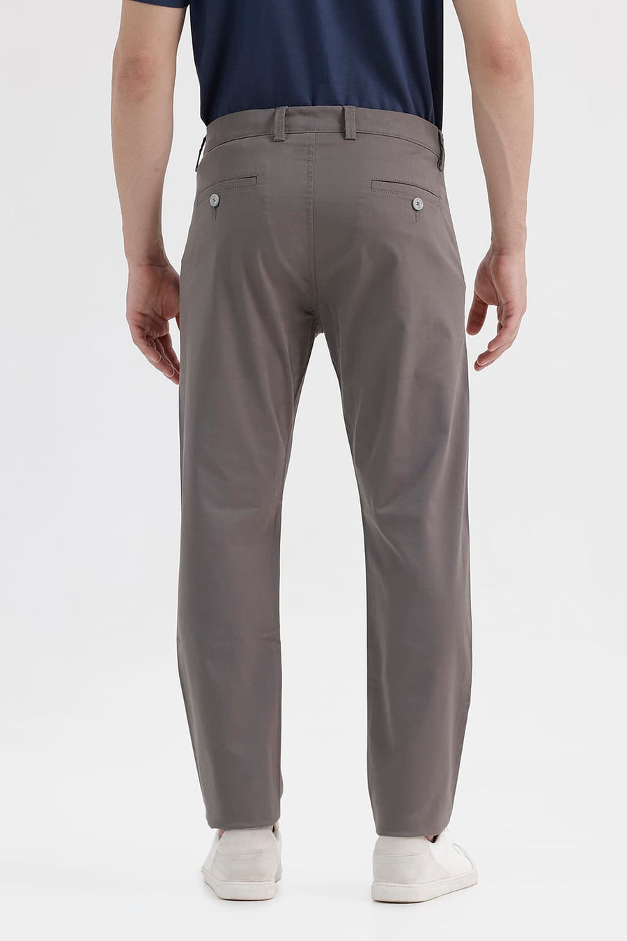 BASICS TAPERED FIT GRANITE GREY COTTON STRETCH STRUCTURE TROUSER