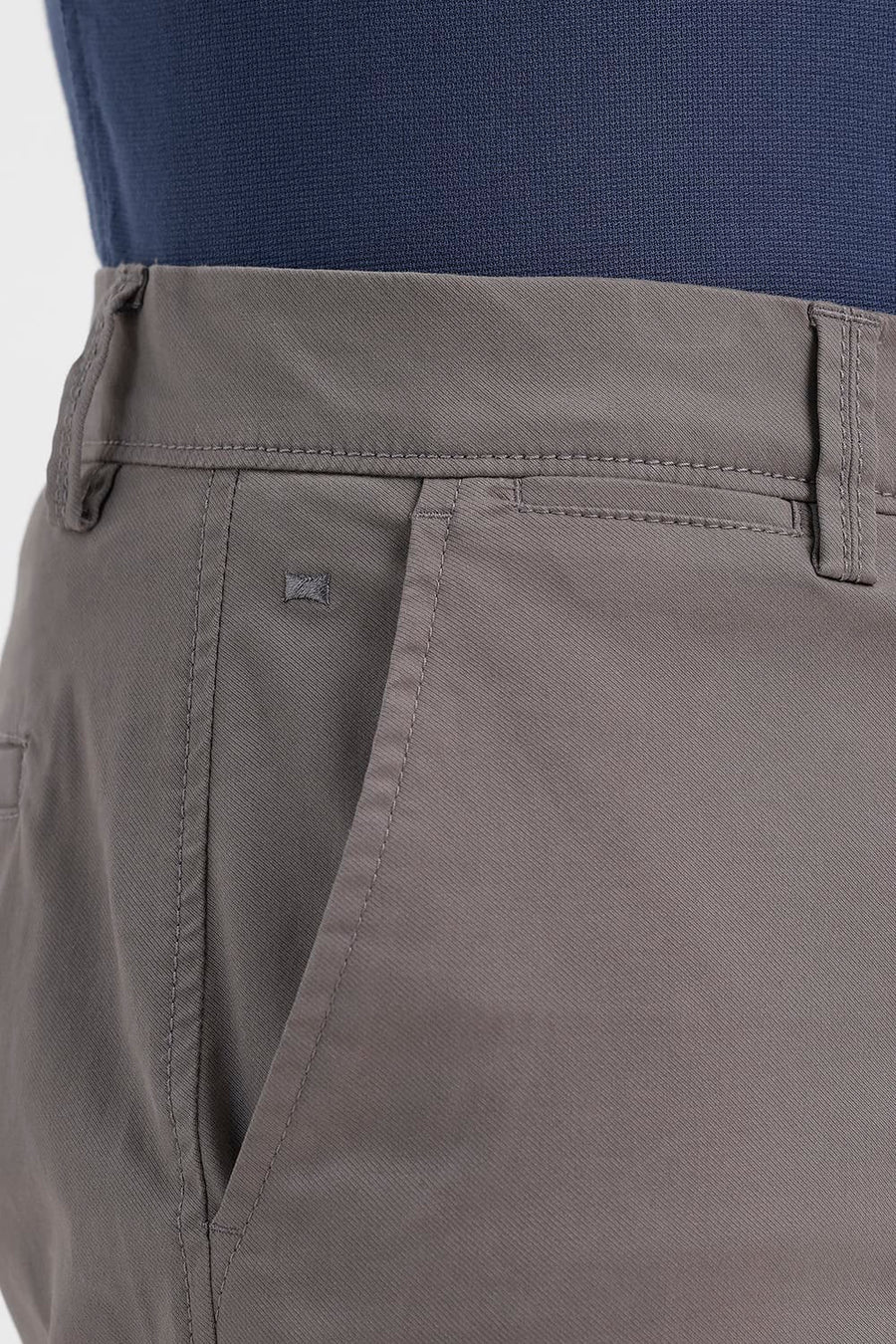 BASICS TAPERED FIT GRANITE GREY COTTON STRETCH STRUCTURE TROUSER