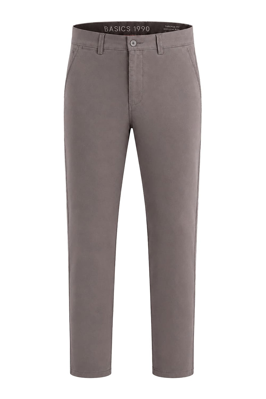 BASICS TAPERED FIT GRANITE GREY COTTON STRETCH STRUCTURE TROUSER