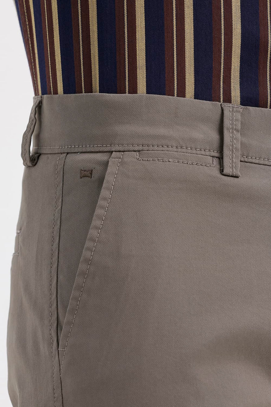 BASICS TAPERED FIT GRAY VELVET OLIVE COTTON STRETCH STRUCTURE TROUSER