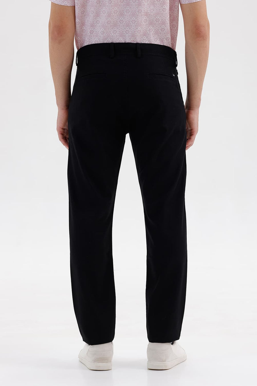 BASICS TAPERED FIT BRISTOL BLACK COTTON TENCEL STRETCH STRUCTURE TROUSER