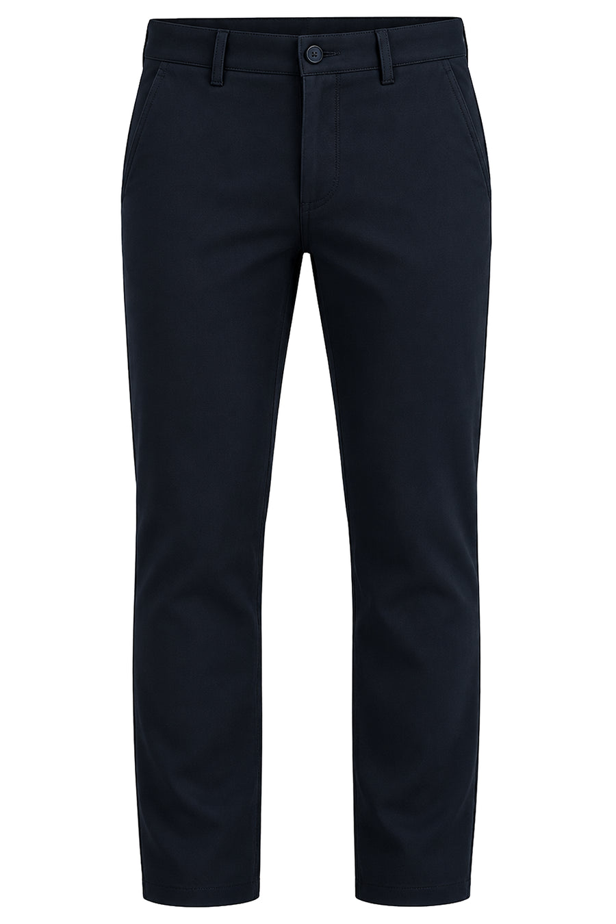 BASICS TAPERED FIT BLUEBERRY NAVY COTTON TENCEL STRETCH STRUCTURE TROUSER