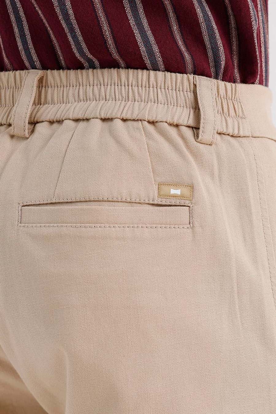 BASICS DRIFT FIT NOMAD KHAKI COTTON STRETCH STRUCTURE TROUSER