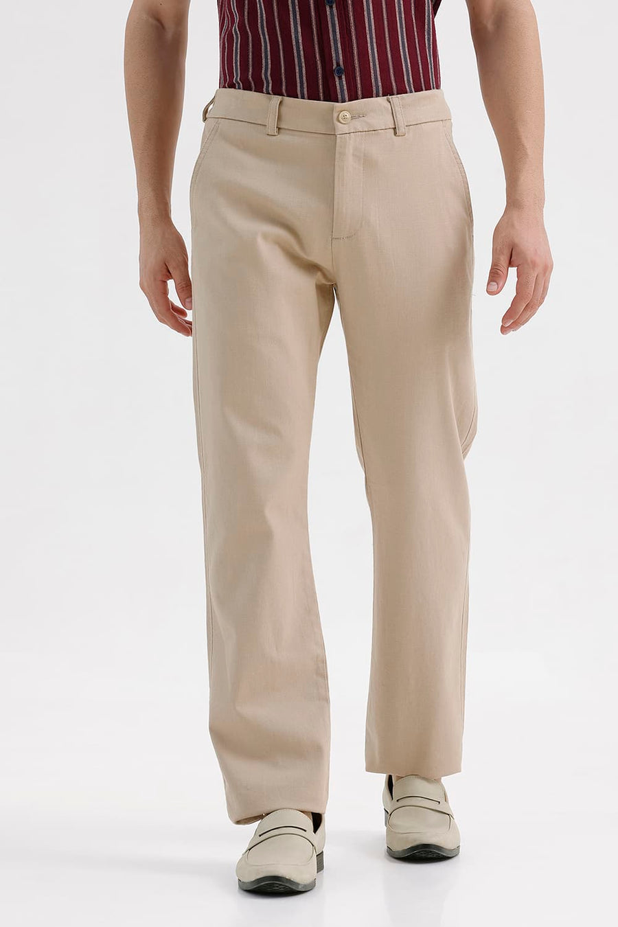 BASICS DRIFT FIT NOMAD KHAKI COTTON STRETCH STRUCTURE TROUSER