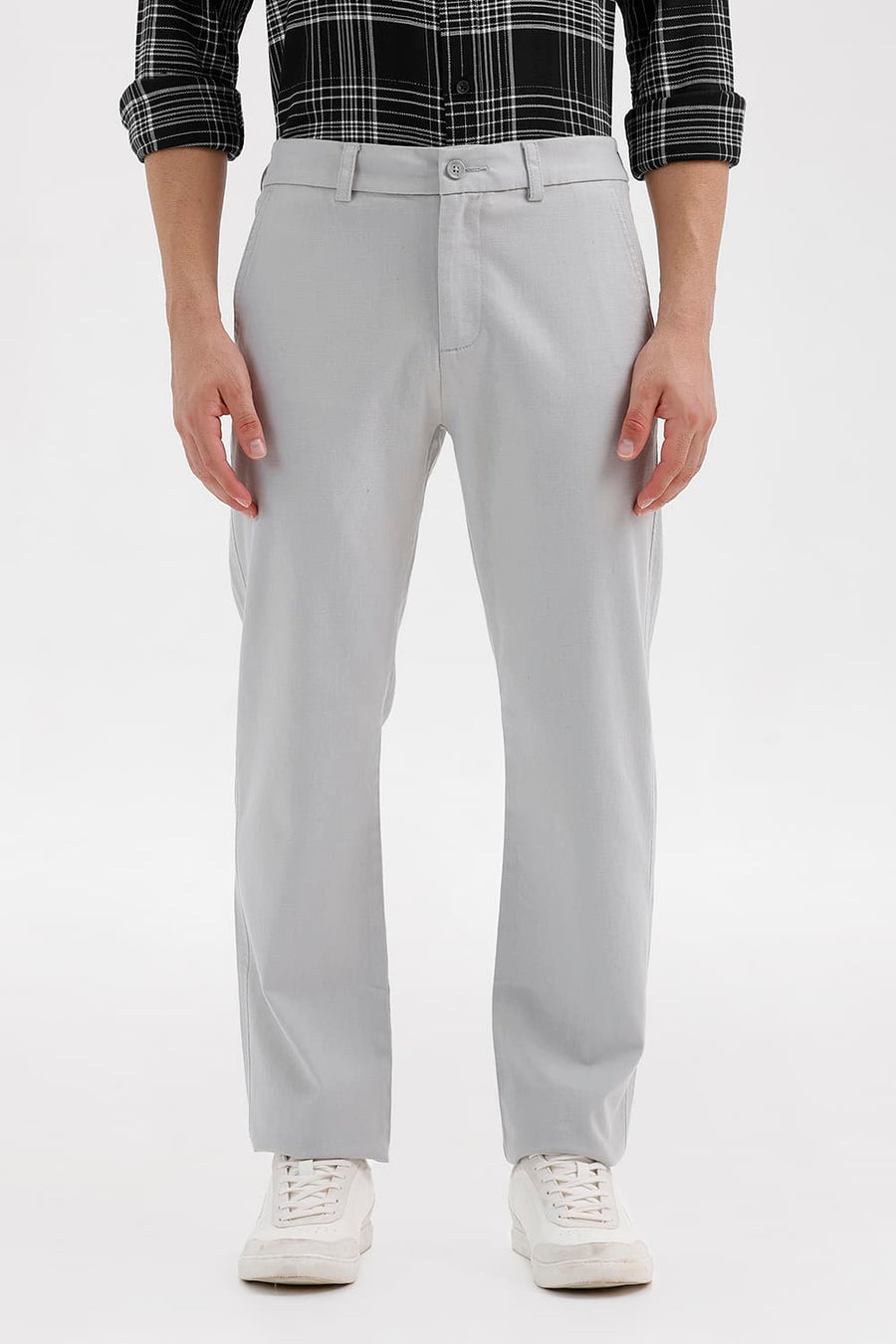 BASICS DRIFT FIT HARBOR MIST GREY COTTON STRETCH STRUCTURE TROUSER