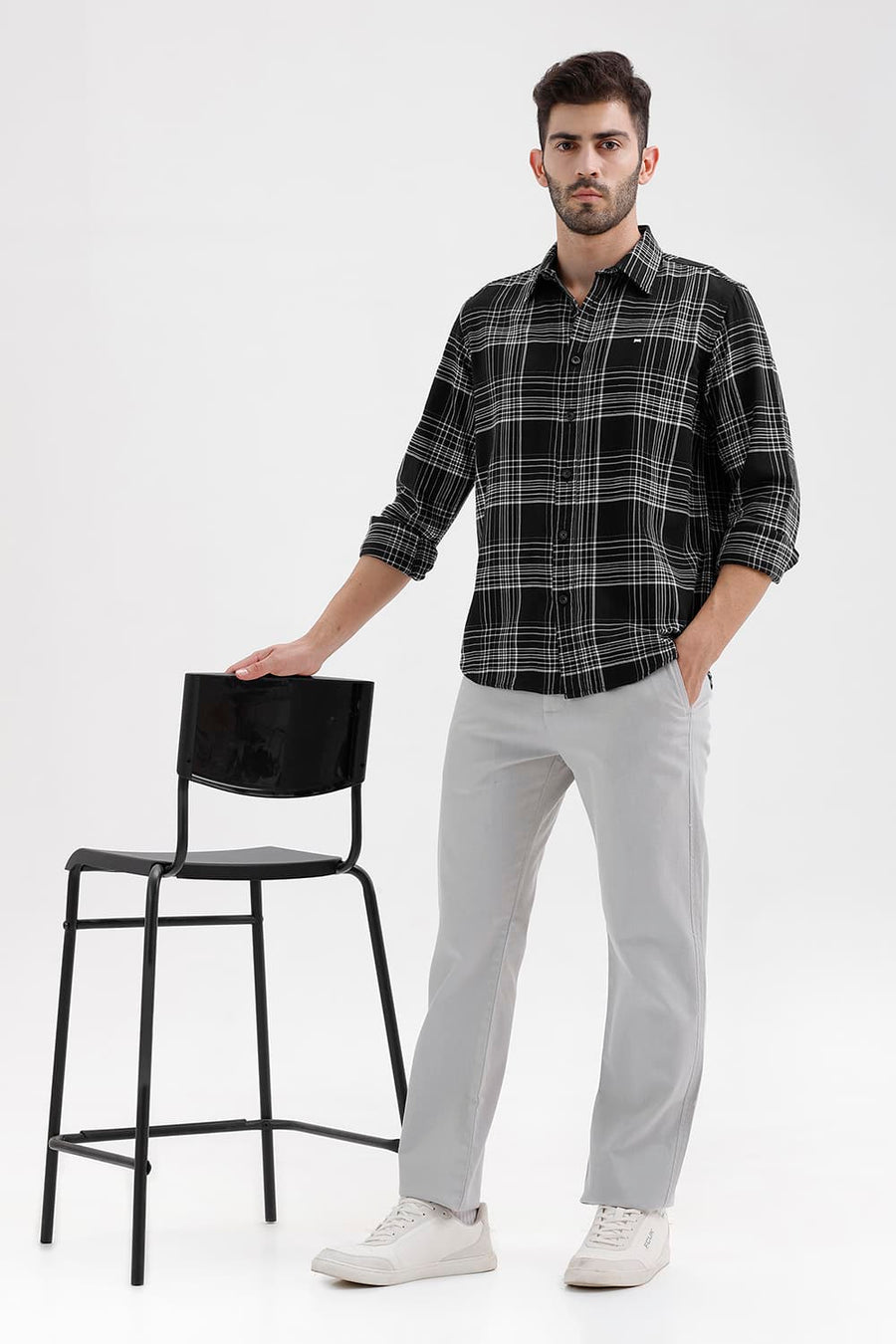 BASICS DRIFT FIT HARBOR MIST GREY COTTON STRETCH STRUCTURE TROUSER
