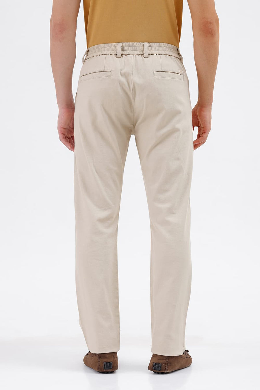 BASICS DRIFT FIT TIDAL FOAM BEIGE COTTON STRETCH STRUCTURE TROUSER