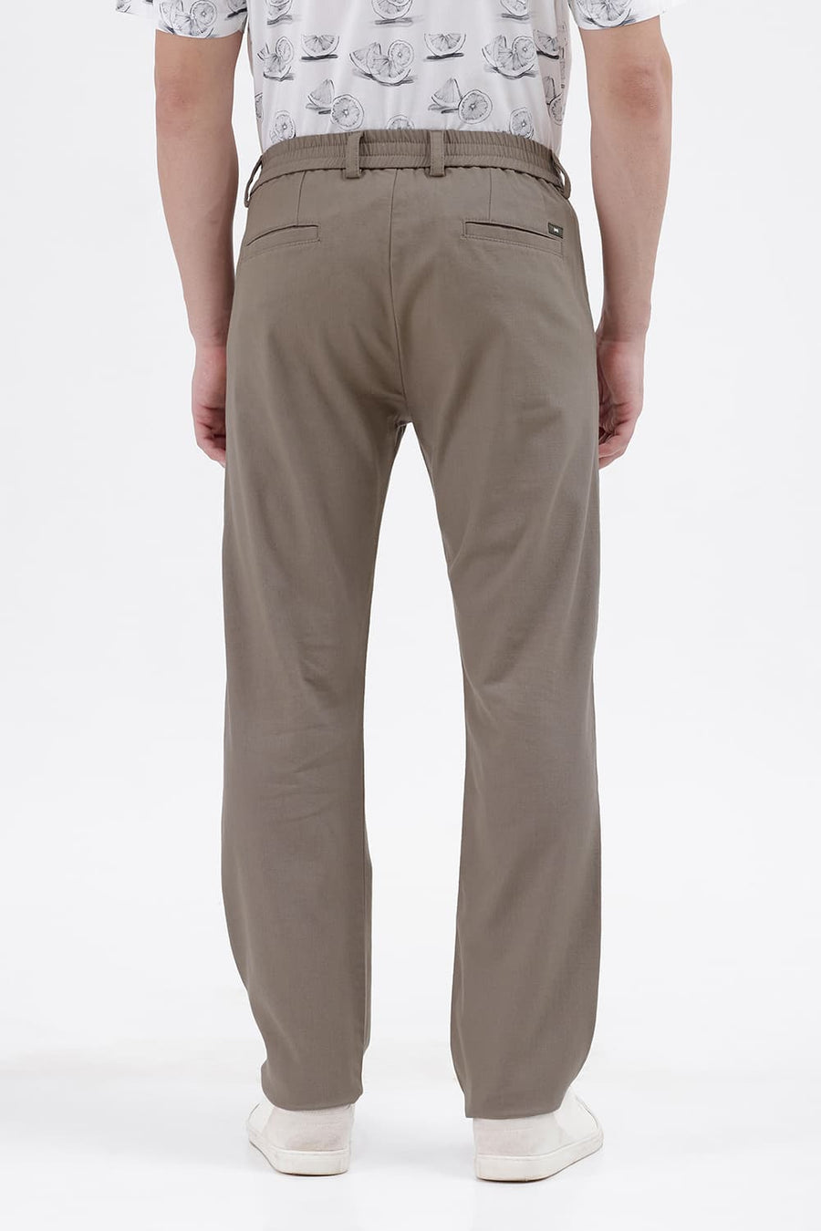 BASICS DRIFT FIT DUSKY GREEN COTTON STRETCH STRUCTURE TROUSER